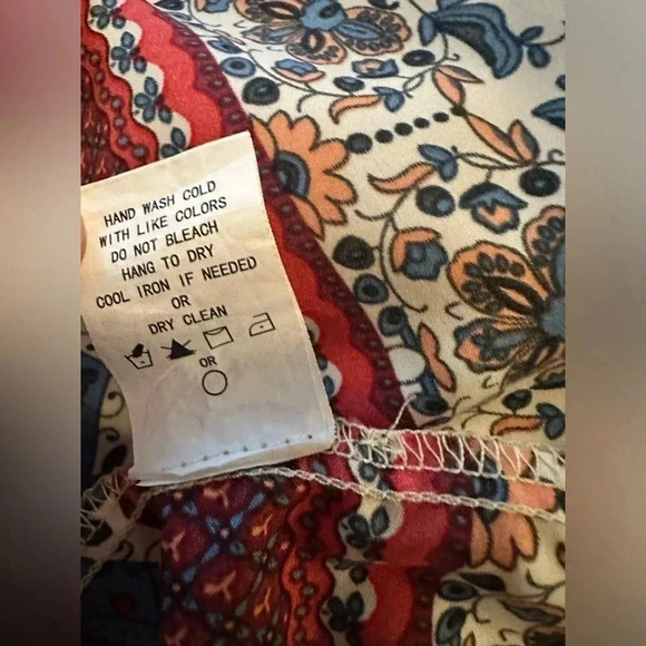 Melloday red long sleeve bohemian blouse size L - Picture 8 of 8